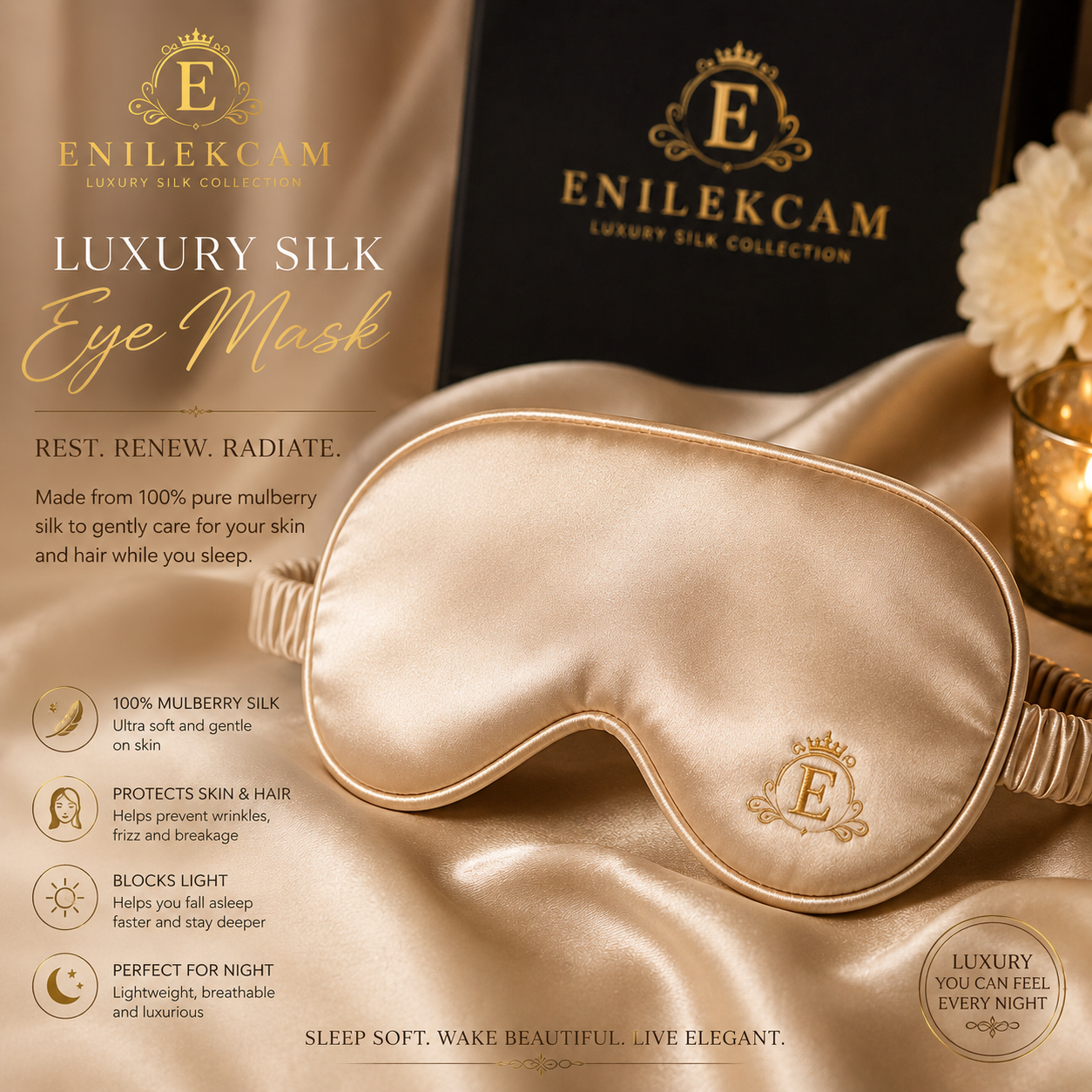 100% Mulberry Silk Eye Mask