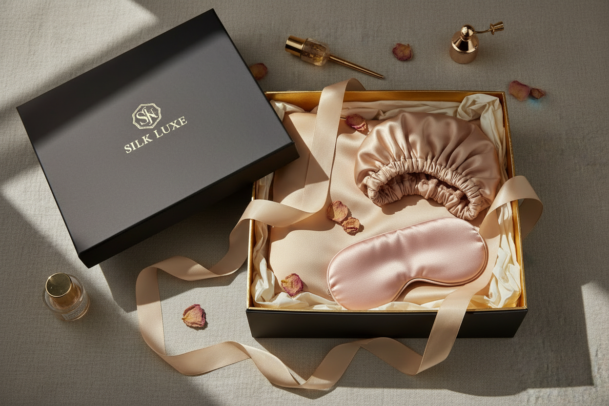 Luxury Silk Gift Set - Pillowcase, Bonnet & Eye Mask in Gift Box